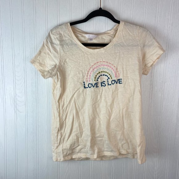 Lauren Conrad Love is Love Rainbow Embroidered‎ Shirt Size Medium - Picture 1 of 3